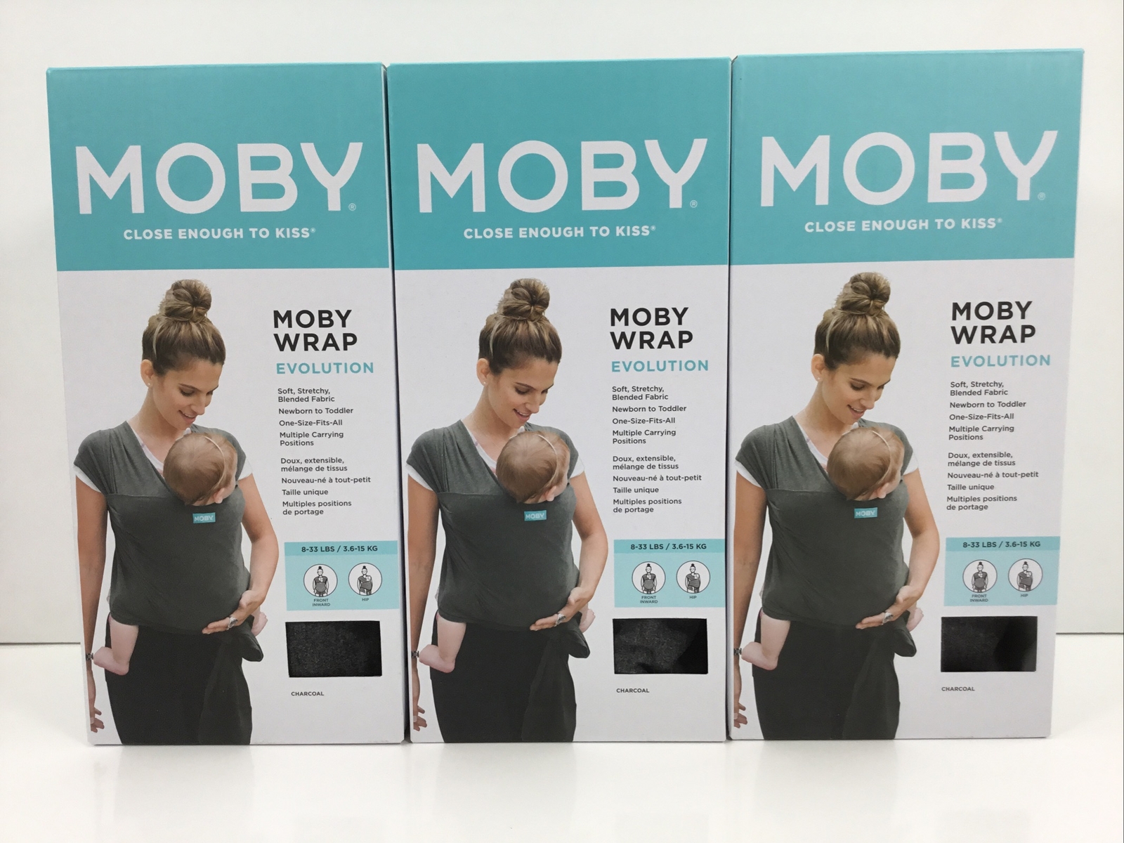 Moby Evolution Baby Wrap/Carrier, Charcoal, 3pk Moby Evolution Baby Wrap/Carrier, Charcoal, 3pk