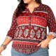 Style & Co Womens Top Red Size 2X Plus Henley Split Neck Roll Tab 118 Style & Co Womens Top Red Size 2X Plus Henley Split Neck Roll Tab 118
