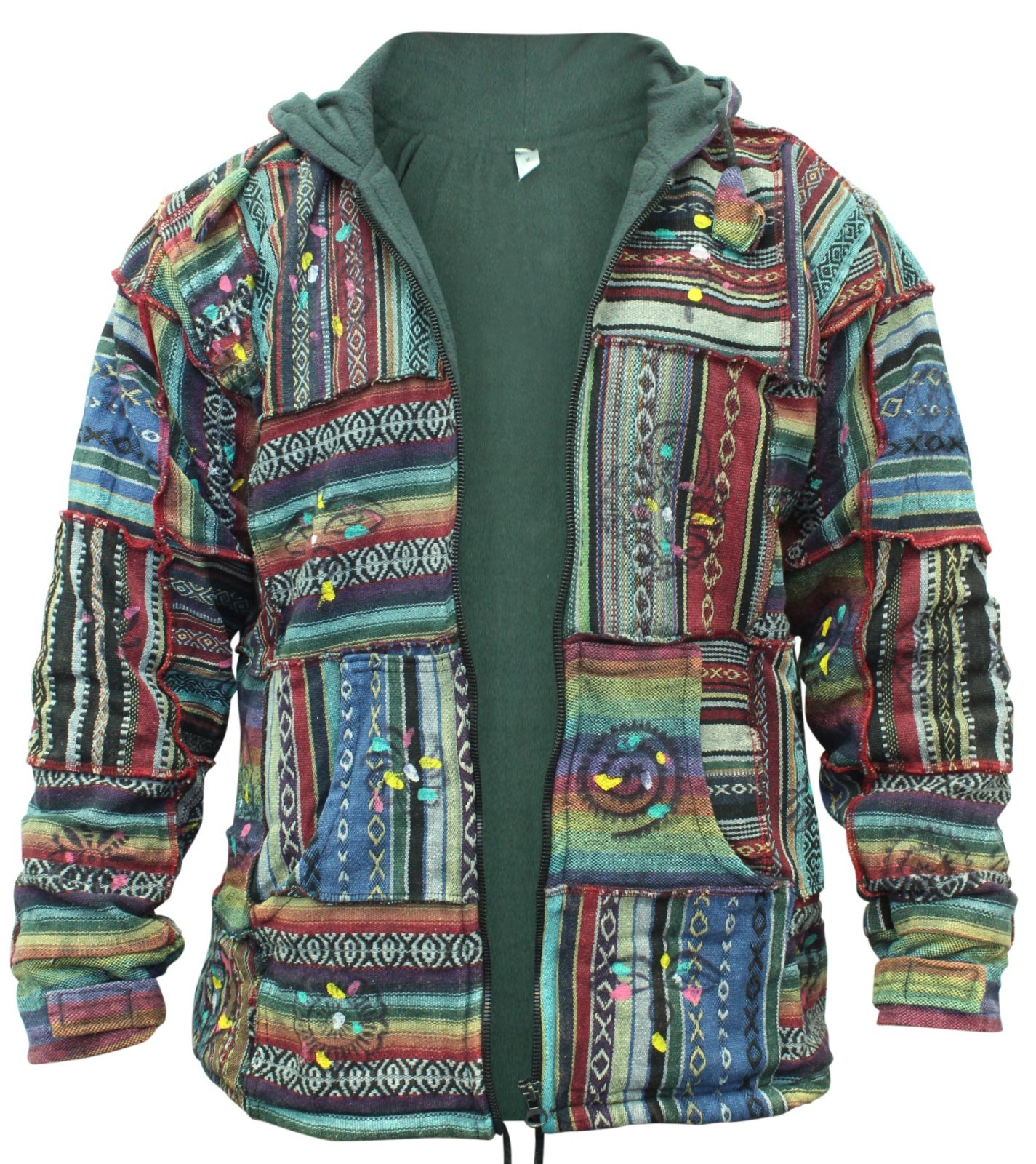 Mens Hippy Patchwork Hoodie Out Stitched Jacket Hippie Festival Winter Cardigan Mens Hippy Patchwork Hoodie Out Stitched Jacket Hippie Festival Winter Cardigan