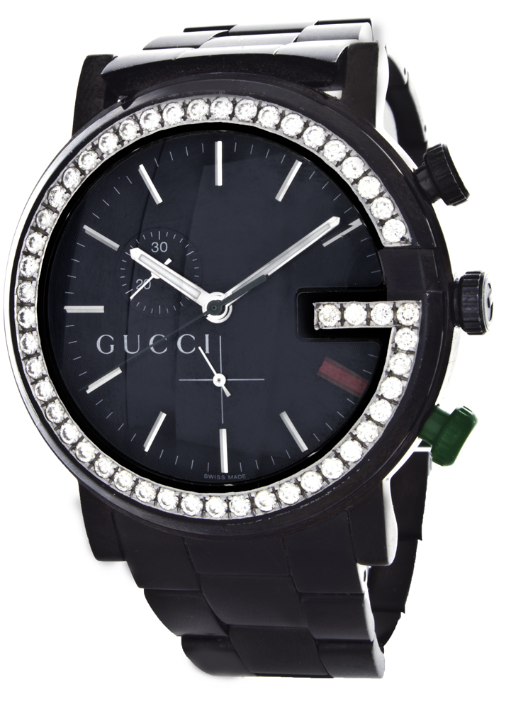 Gucci YA101331 Men’s Black Stainless Steel 3ct Diamond Bezel G Watch Gucci YA101331 Men’s Black Stainless Steel 3ct Diamond Bezel G Watch