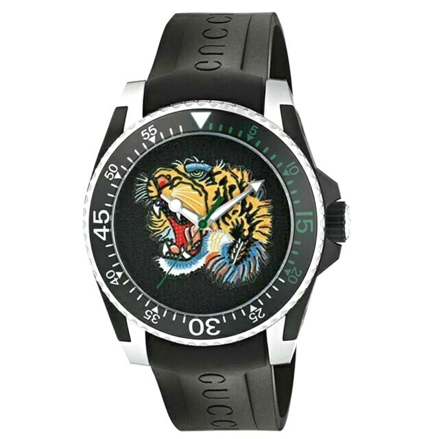 NEW Genuine GUCCI Dive 40mm Black Rubber Strap Tiger Men Designer Watch YA136318 NEW Genuine GUCCI Dive 40mm Black Rubber Strap Tiger Men Designer Watch YA136318
