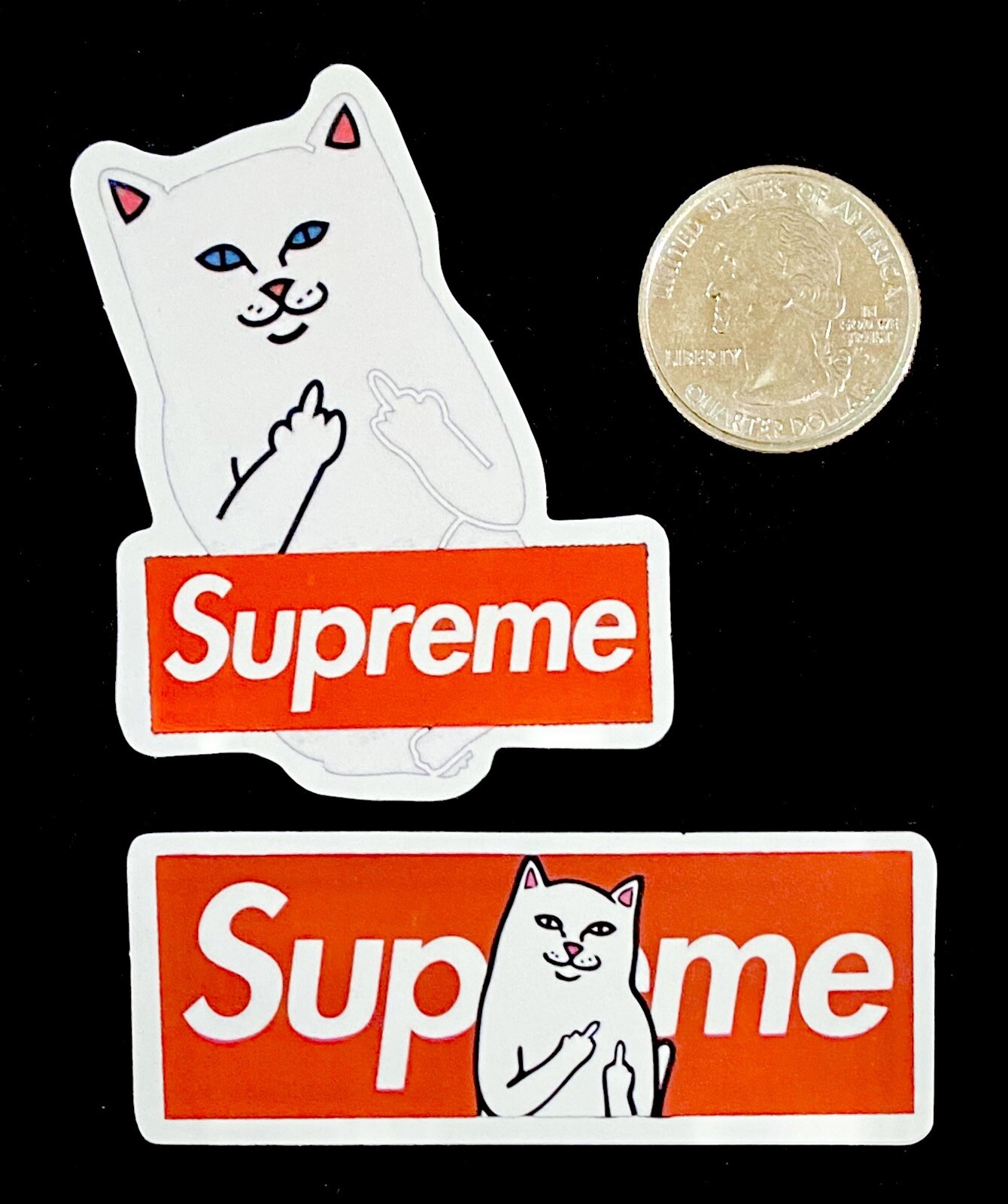 Supreme Middle Finger Cat Stickers Laptop Skateboard Phone Decal Money Lot Of 2 Supreme Middle Finger Cat Stickers Laptop Skateboard Phone Decal Money Lot Of 2