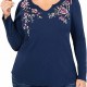 Style & Co. Women’s Top Blue Size 1X Plus Floral Embroidered Thermal #197 Style & Co. Women’s Top Blue Size 1X Plus Floral Embroidered Thermal #197