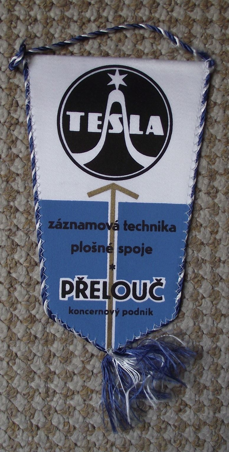 1984 Tesla Electronics Prelouc Recording Technology Microphones Pennant Flag 1984 Tesla Electronics Prelouc Recording Technology Microphones Pennant Flag