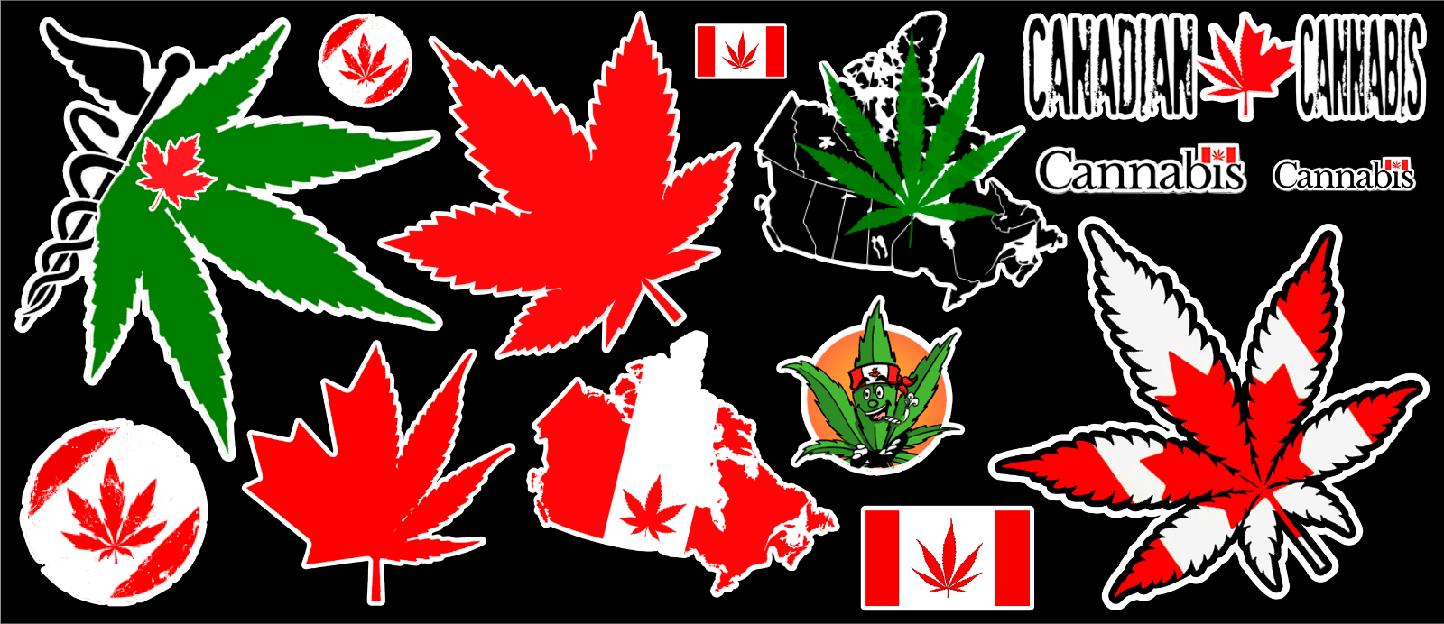 Canada Weed Marijuana Cannabis Vinyl Stickers Canada Weed Marijuana Cannabis Vinyl Stickers