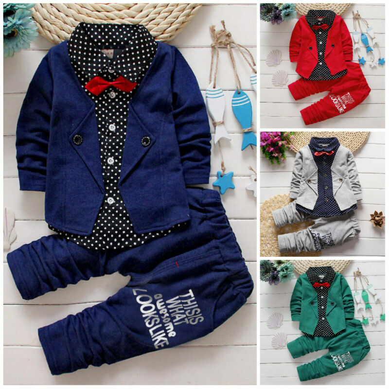 2pcs Kids Baby clothes Fashion cotton baby boys clothes  top+pants suit outfits