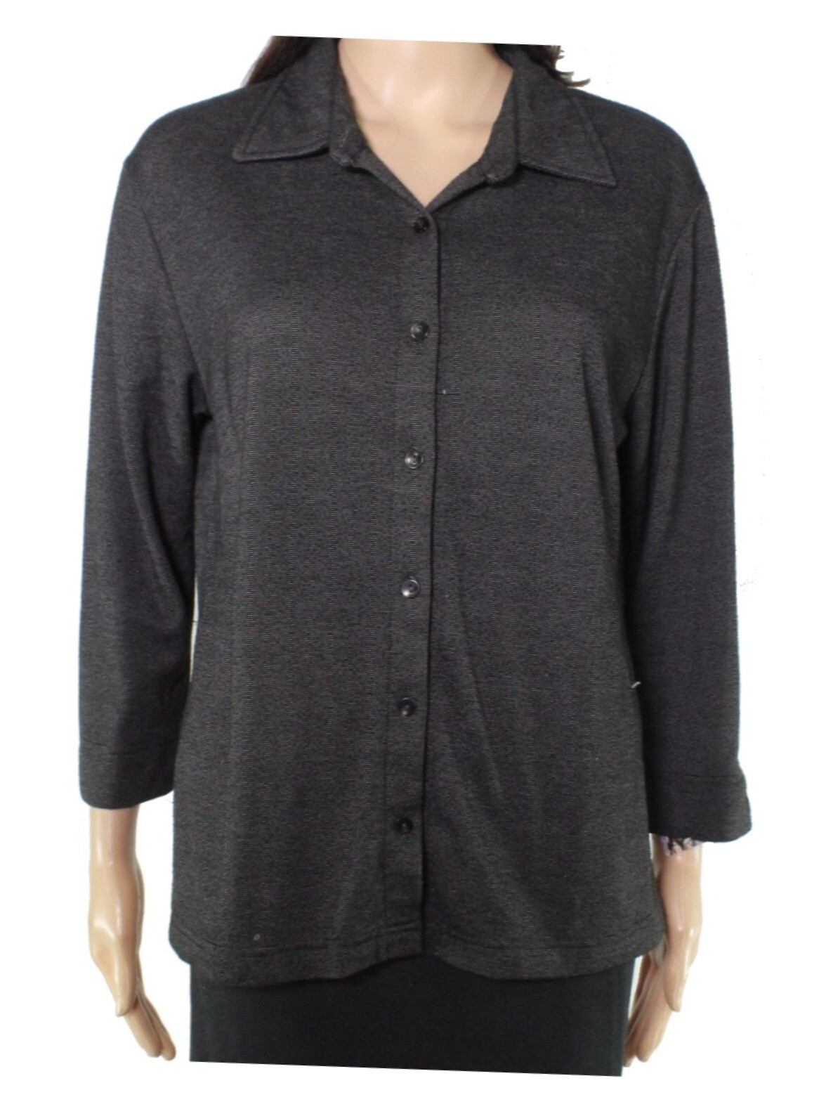 Style & Co. Womens Blouse Charcoal Gray Size Medium M Knit Henley $69- 113