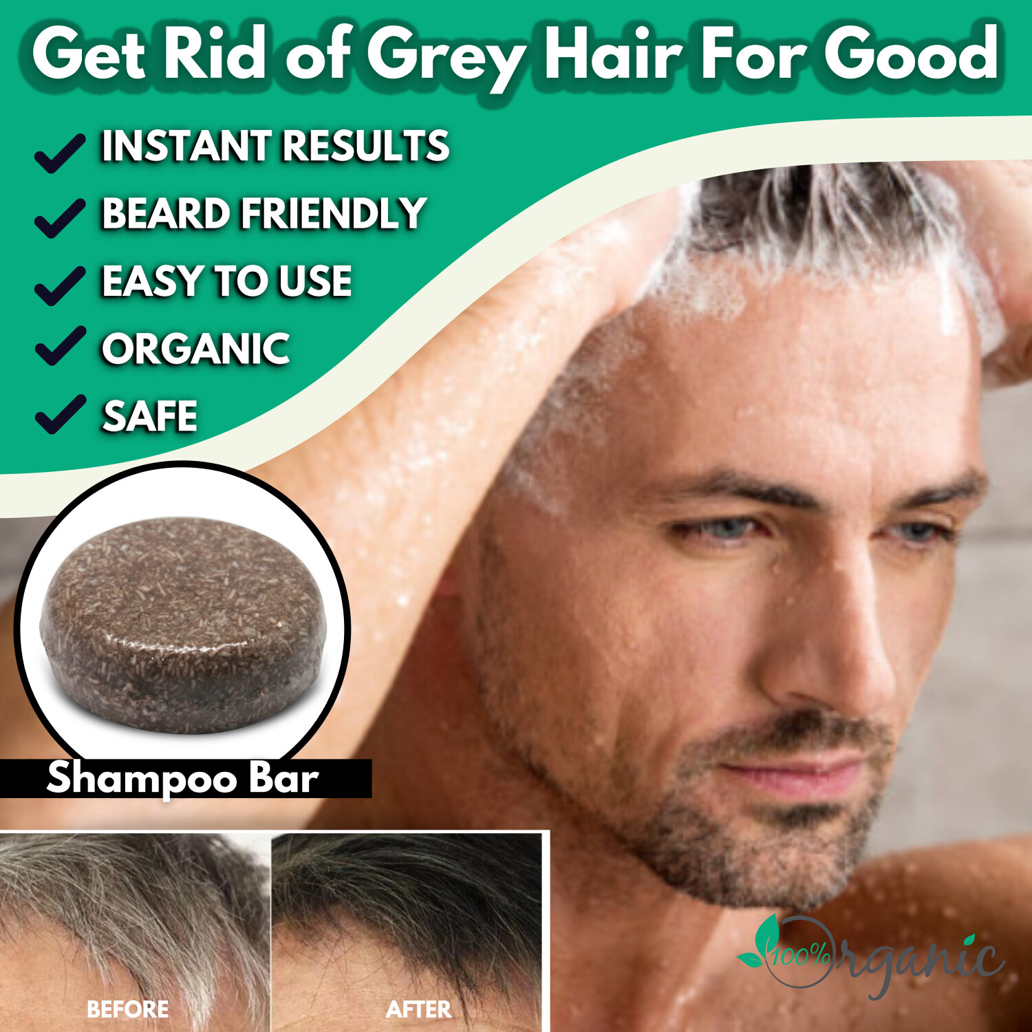 NEW ORGANIC HAIR DARKENING SHAMPOO BAR GREY REVERSE EFFECTIVE SAFE NATURAL BEARD