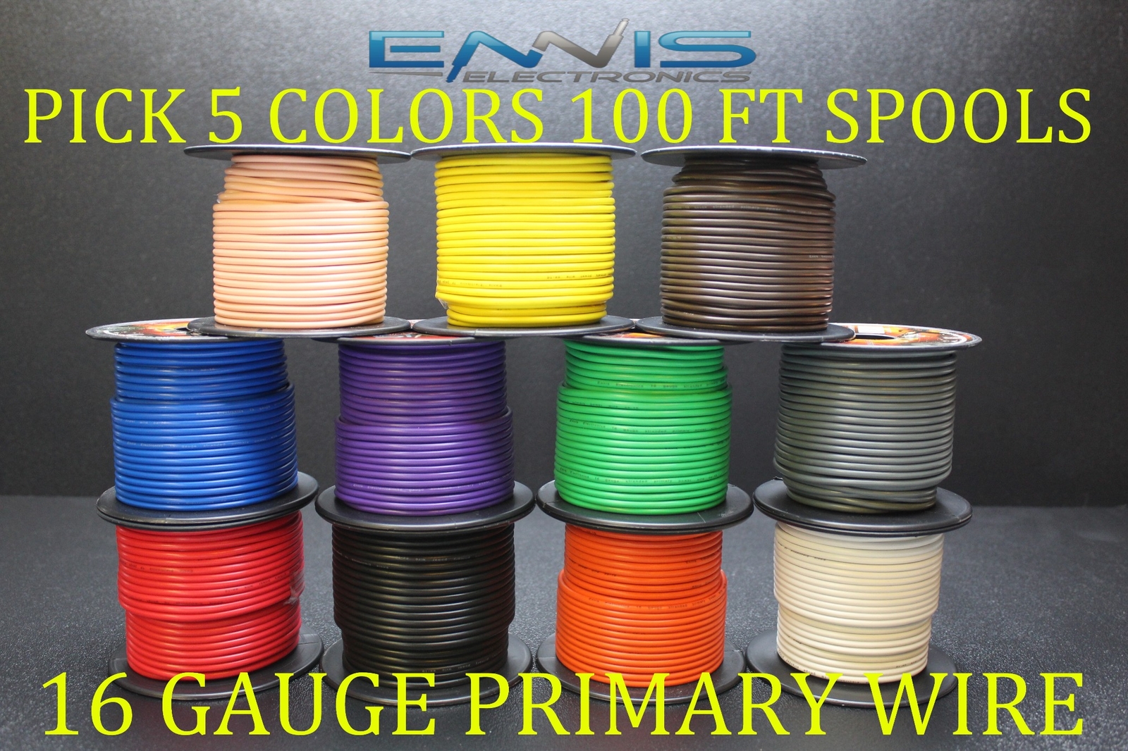 16 GAUGE WIRE ENNIS ELECTRONICS 100 FT EA PRIMARY CABLE AWG COPPER CLAD 5 ROLLS 16 GAUGE WIRE ENNIS ELECTRONICS 100 FT EA PRIMARY CABLE AWG COPPER CLAD 5 ROLLS