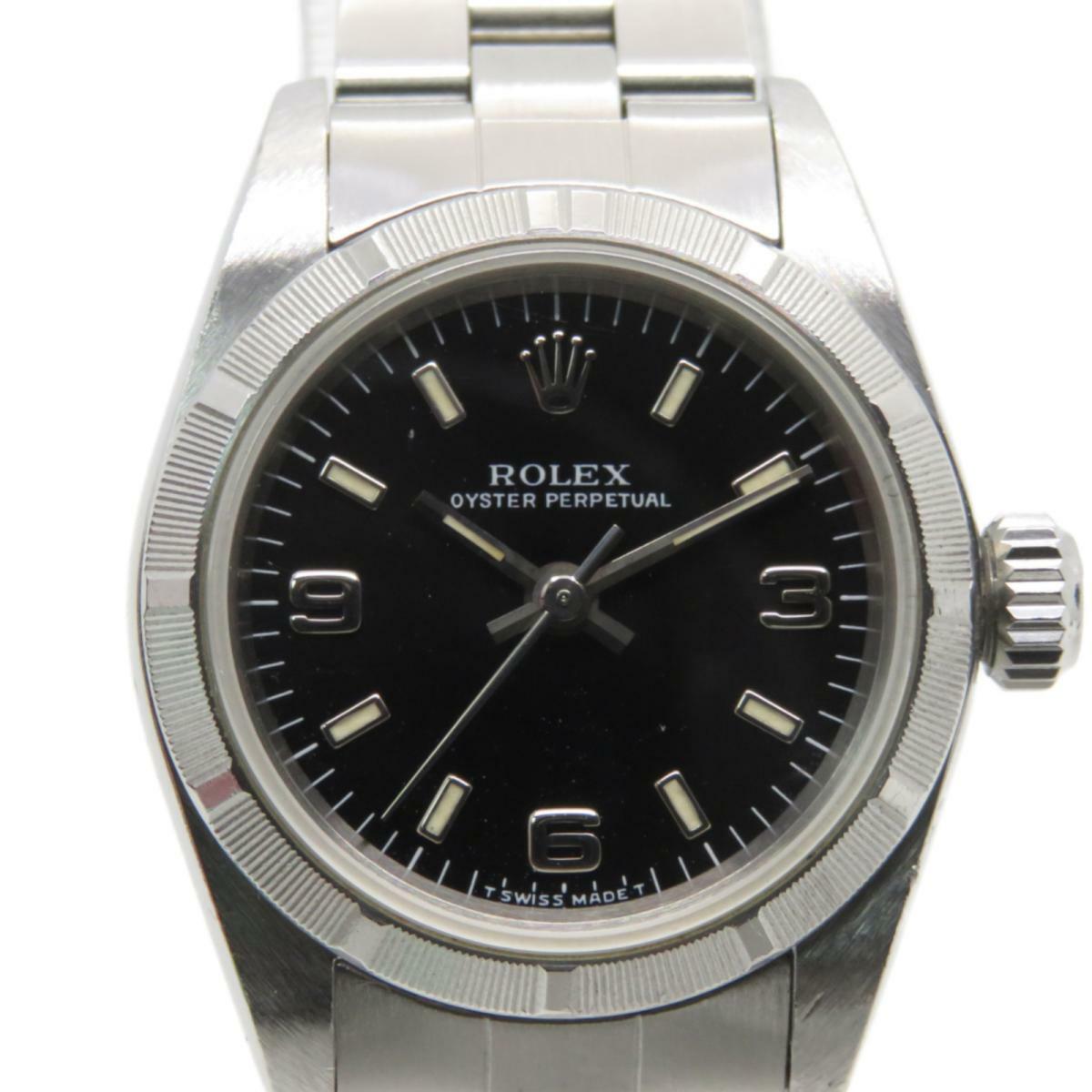 Rolex Oyster Perpetual Watch Black Dial Stainless Steel 67230