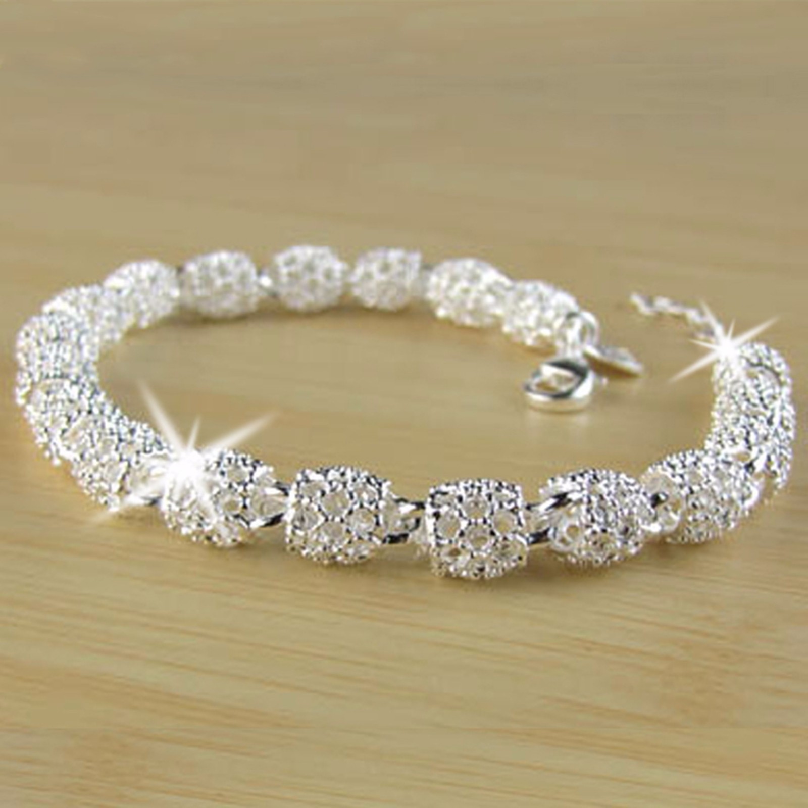 Gorgeous Women’s 925 Silver Charm Chain Bangle Bracelet Wedding Jewelry Gifts Gorgeous Women’s 925 Silver Charm Chain Bangle Bracelet Wedding Jewelry Gifts