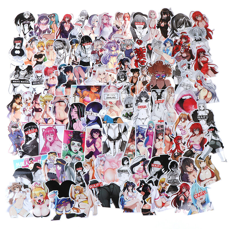 100Pcs Sexy Girls Anime Stickers DIY Scrapbook Suitcase Laptop Guitar Stick Y1