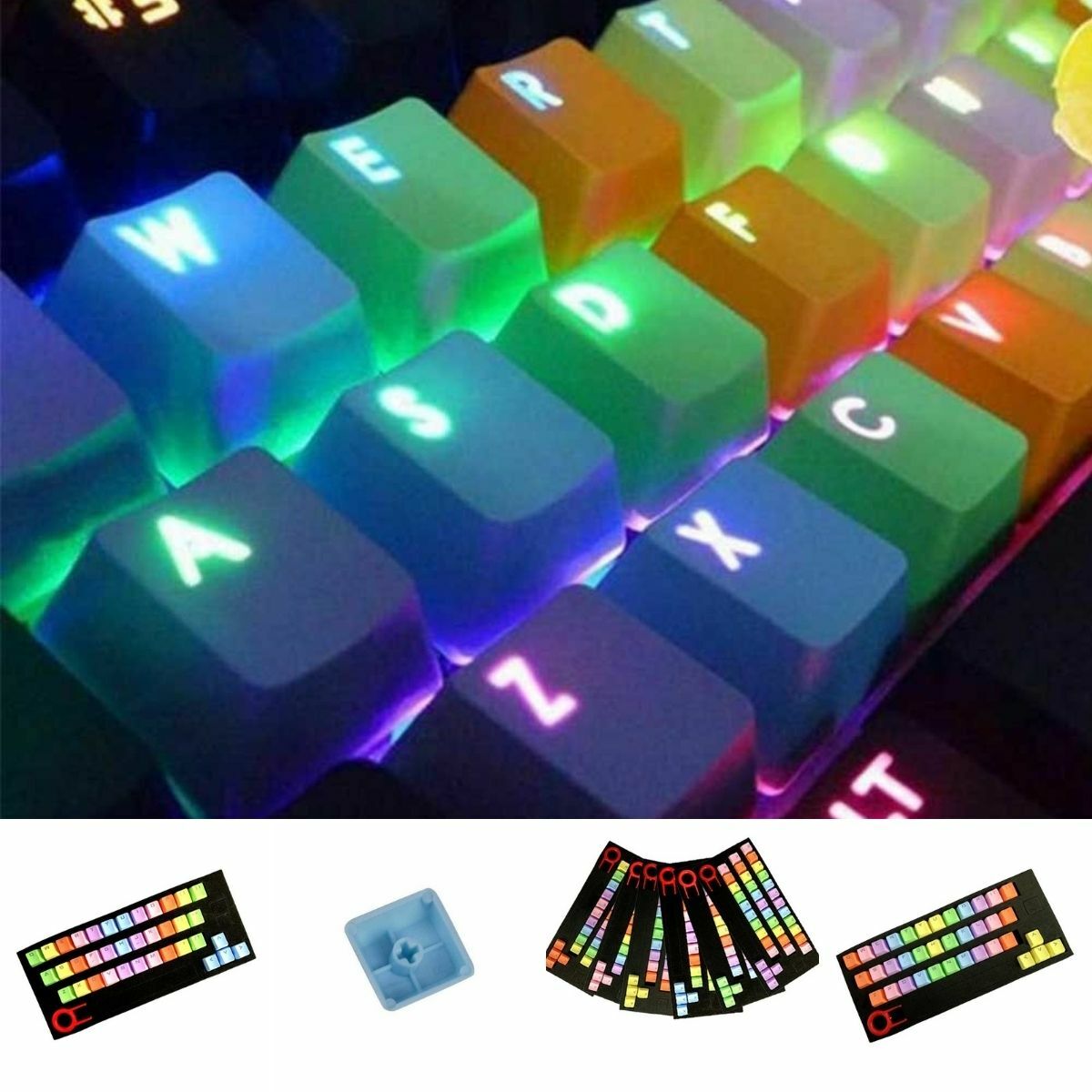 Rubber Backlit Gaming Keycap Set Doubleshot Keycaps 37 Keys Accessories Kit New Rubber Backlit Gaming Keycap Set Doubleshot Keycaps 37 Keys Accessories Kit New