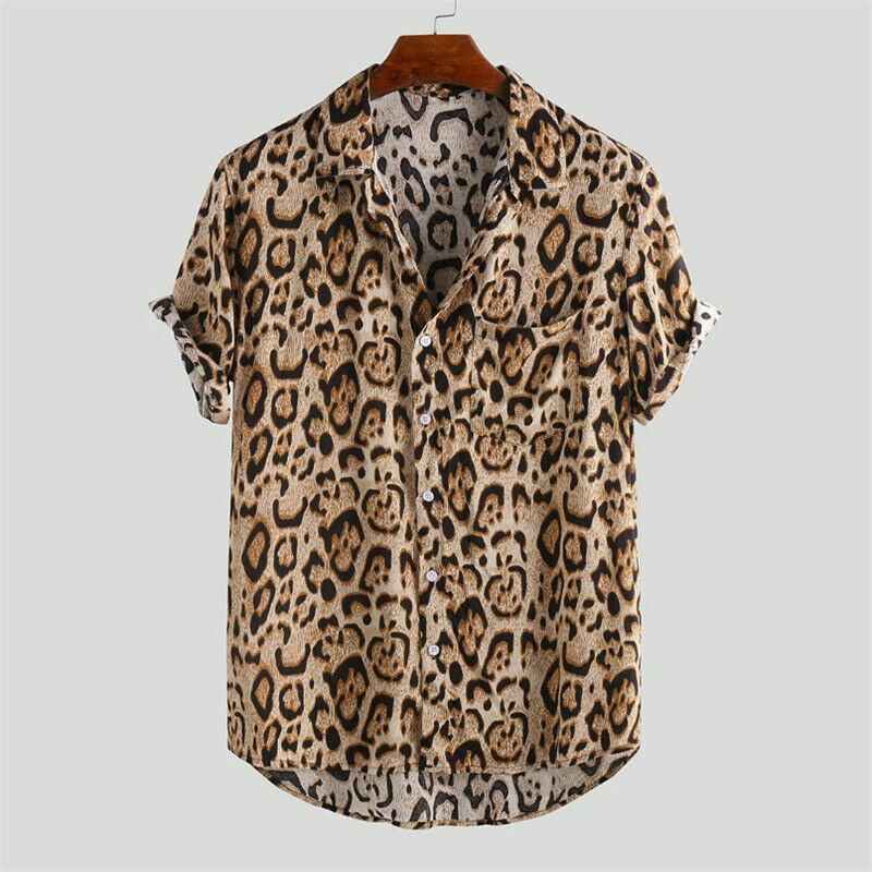 Men’s Short Sleeve Leopard Print Sexy Shirt Casual Shirts Fashion Summer Tops Men’s Short Sleeve Leopard Print Sexy Shirt Casual Shirts Fashion Summer Tops
