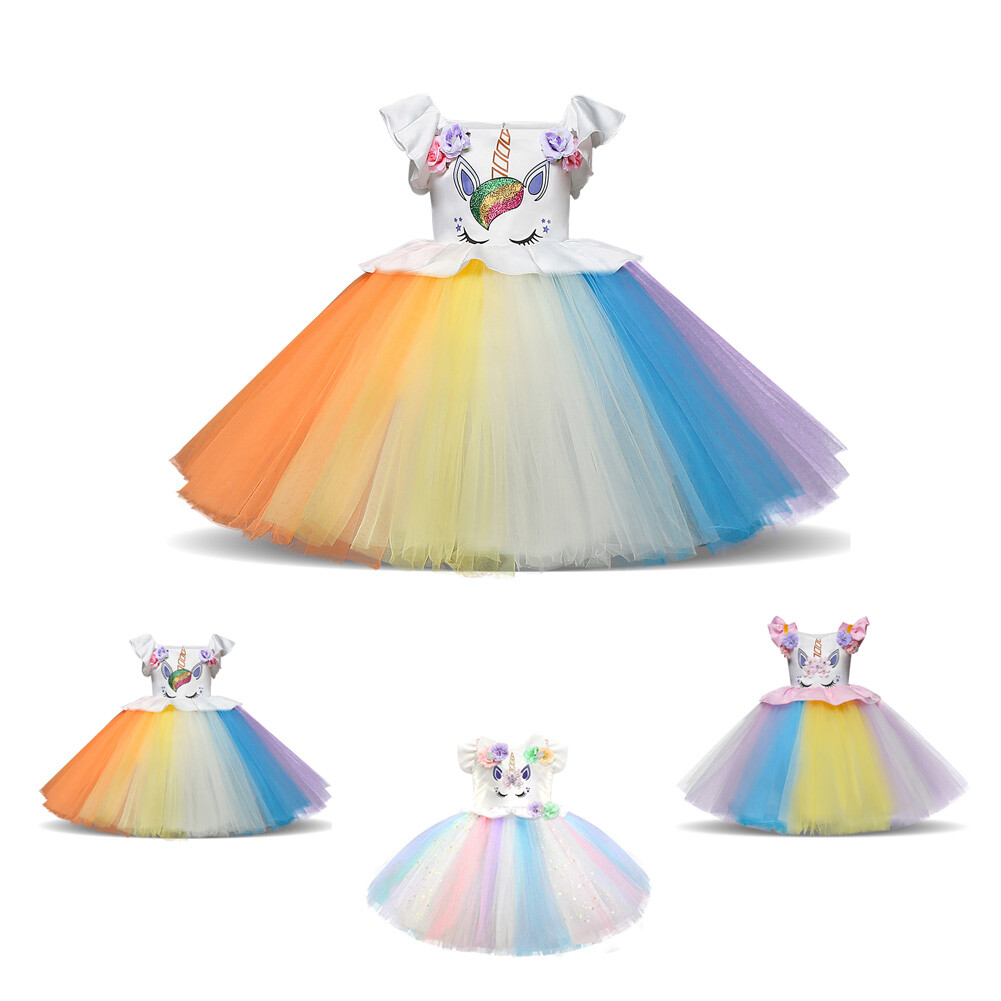 Girl Dress Kids Party Tulle Pageant Costume Fashion Tutu Dress Lovely Princess