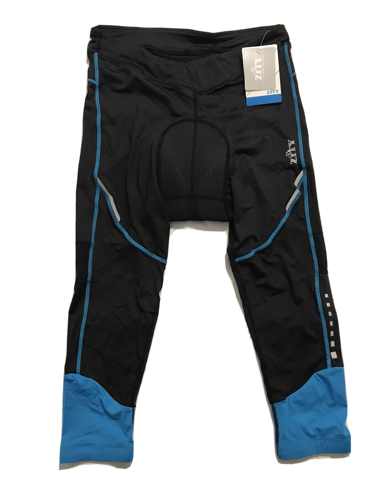Zity Sports 3/4 Cycling Pants Size Medium Padded Black Blue NWT Zity Sports 3/4 Cycling Pants Size Medium Padded Black Blue NWT