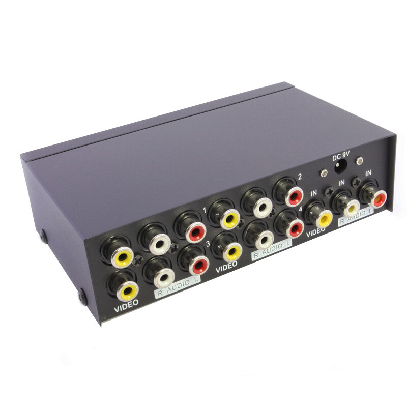 4 Port RCA Video Audio AV 1 In 4 Out TV Splitter Box 1 to 4 Screen 4 Port RCA Video Audio AV 1 In 4 Out TV Splitter Box 1 to 4 Screen