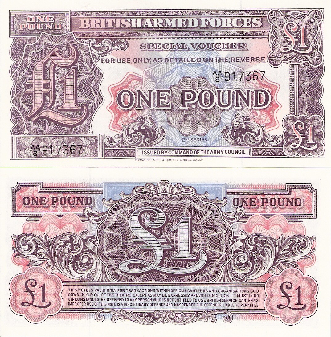 GREAT BRITAIN 1 Pound World Money MILITARY Voucher pM22a British Armed Force GREAT BRITAIN 1 Pound World Money MILITARY Voucher pM22a British Armed Force