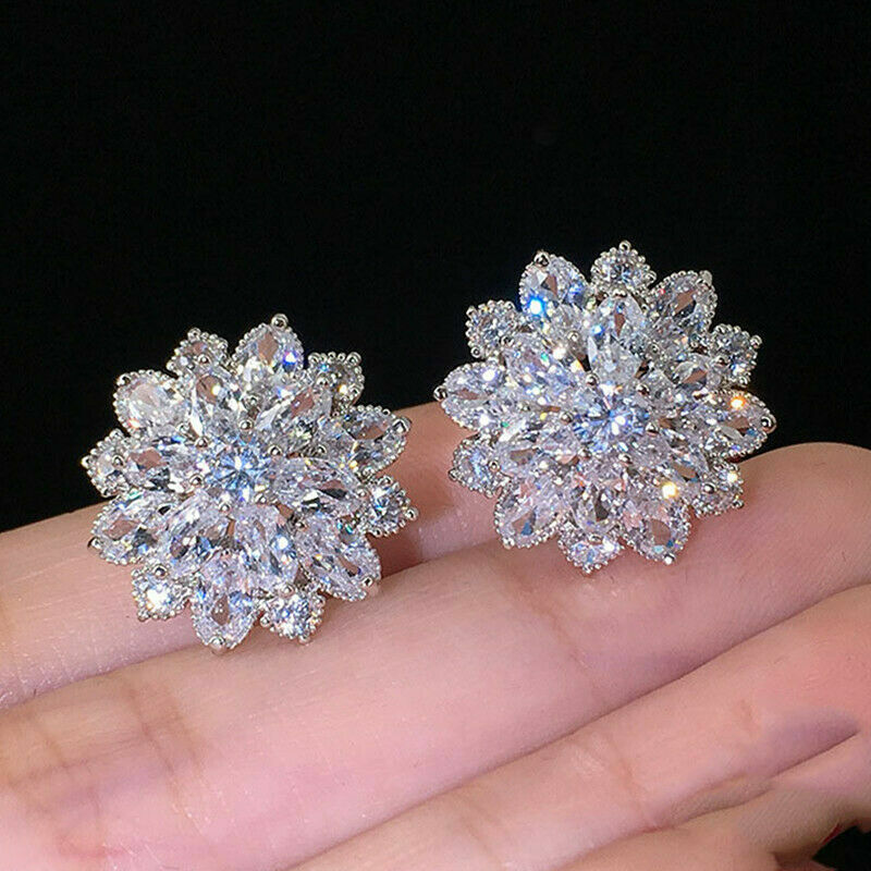 HOT Gorgeous Stud Earrings Women Crystal Wedding Jewelry Cubic Zircon A Pair/set