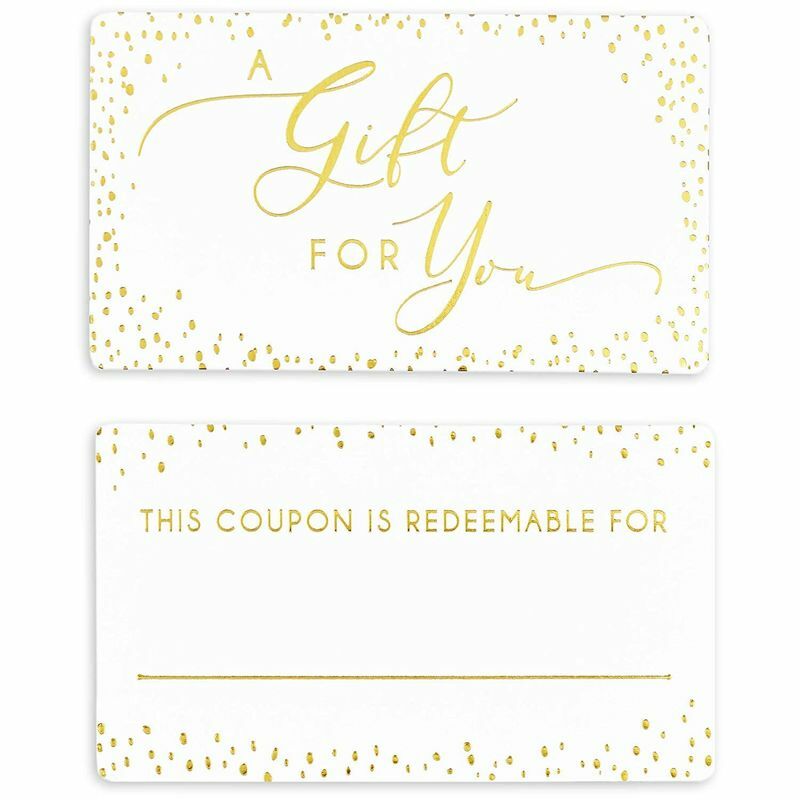 100 A Gift For You Coupon Voucher Cards Gold Foil for Wedding Stores Restaurants 100 A Gift For You Coupon Voucher Cards Gold Foil for Wedding Stores Restaurants
