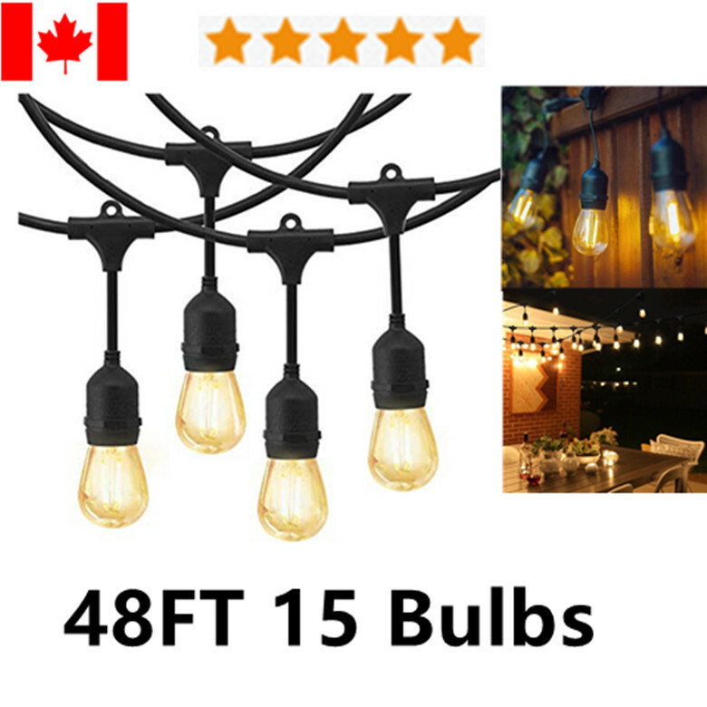 48FT Outdoor Globe String Lights Patio Yard Garden Lighting S14/E26 15 LED Bulbs 48FT Outdoor Globe String Lights Patio Yard Garden Lighting S14/E26 15 LED Bulbs