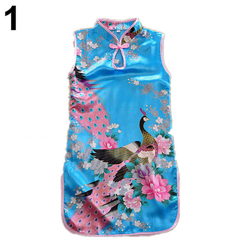 BL_ Child Girl Kid Chinese Style Qipao Kids Baby Peacock Cheongsam Dress Clothes BL_ Child Girl Kid Chinese Style Qipao Kids Baby Peacock Cheongsam Dress Clothes