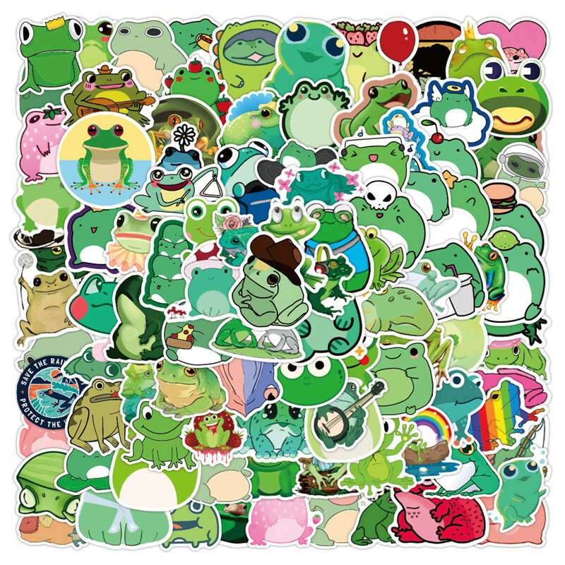 100pcs Cartton Frog Vinyl Cute Stickers Graffiti Laptop Wall Kids Decals Gift 100pcs Cartton Frog Vinyl Cute Stickers Graffiti Laptop Wall Kids Decals Gift