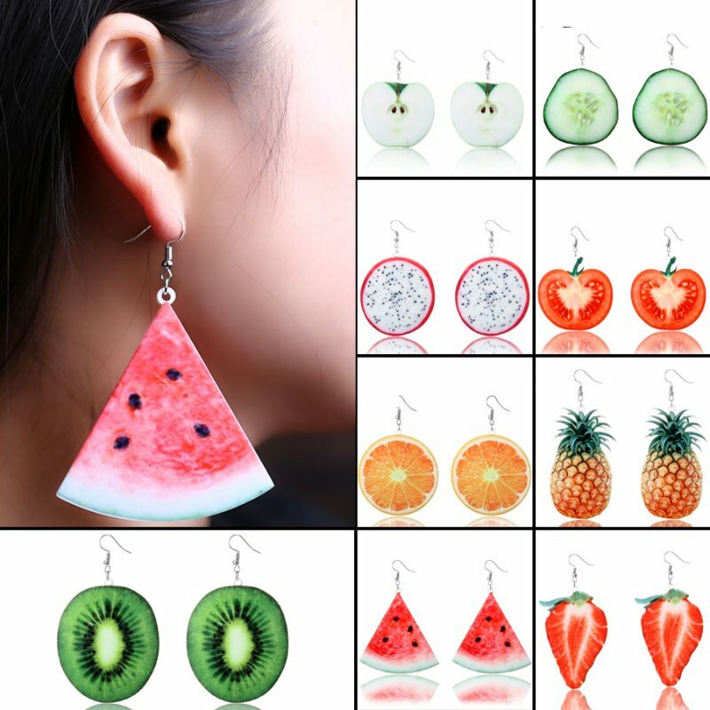 Large Fruit Strawberry Pineapple Drop Dangle Hook Earrings Women Jewelry Gift