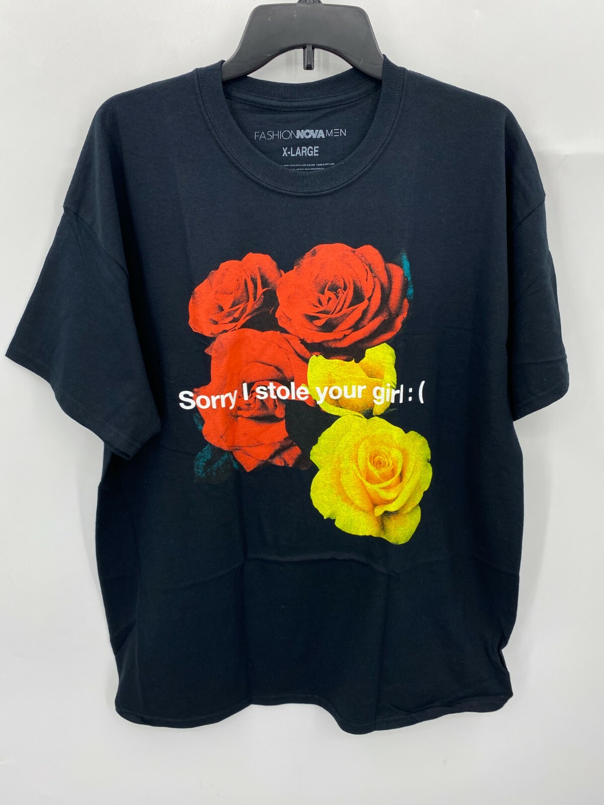 Fashion Nova Mens Size XL Black Short Sleeve T Shirt Sorry I Stole your Girl Fashion Nova Mens Size XL Black Short Sleeve T Shirt Sorry I Stole your Girl