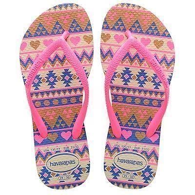 Havaianas Slim Kids Fashion Beige Pink Rubber Flip Flops All Size Havaianas Slim Kids Fashion Beige Pink Rubber Flip Flops All Size