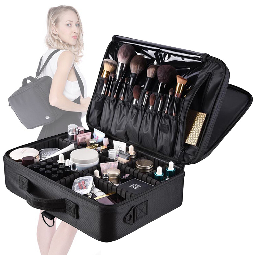 AW? 16″ 1200D Oxford Cosmetic Case Makeup Bag Shoulder Pouch DIY w/ Back Design