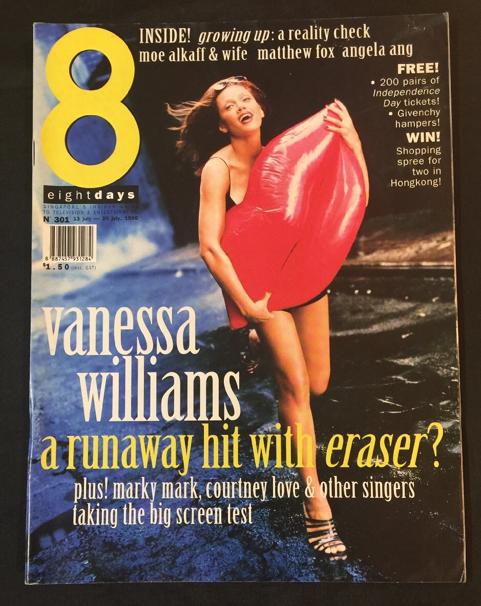 VANESSA WILLIAMS on cover & article 1996 Singapore TV magazine “8 DAYS” #301 VANESSA WILLIAMS on cover & article 1996 Singapore TV magazine “8 DAYS” #301
