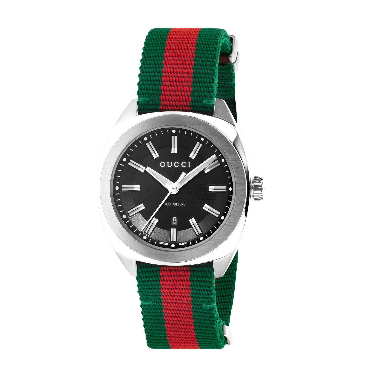 NEW Genuine GUCCI GG 2570 41mm Green Red Stripe Nylon Strap Mens Watch YA142305 NEW Genuine GUCCI GG 2570 41mm Green Red Stripe Nylon Strap Mens Watch YA142305