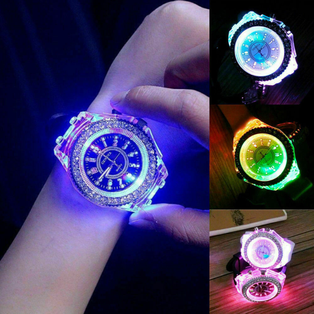 Fashion Women Girls Boys Sport Watch Waterproof LED Light Crystal Quartz Watches Fashion Women Girls Boys Sport Watch Waterproof LED Light Crystal Quartz Watches