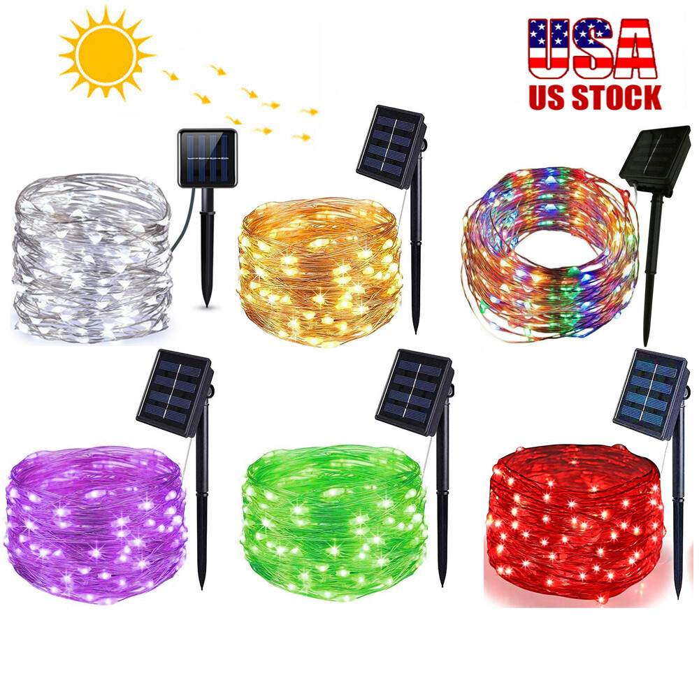Outdoor Solar String Lights LED Waterproof Copper Wire Xmas Garden Party Decor Outdoor Solar String Lights LED Waterproof Copper Wire Xmas Garden Party Decor