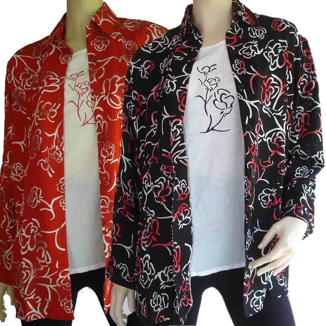 Floral Shirt with Camisole Womens Size 12 Black Red Loose Blouse Long Sleeve Floral Shirt with Camisole Womens Size 12 Black Red Loose Blouse Long Sleeve