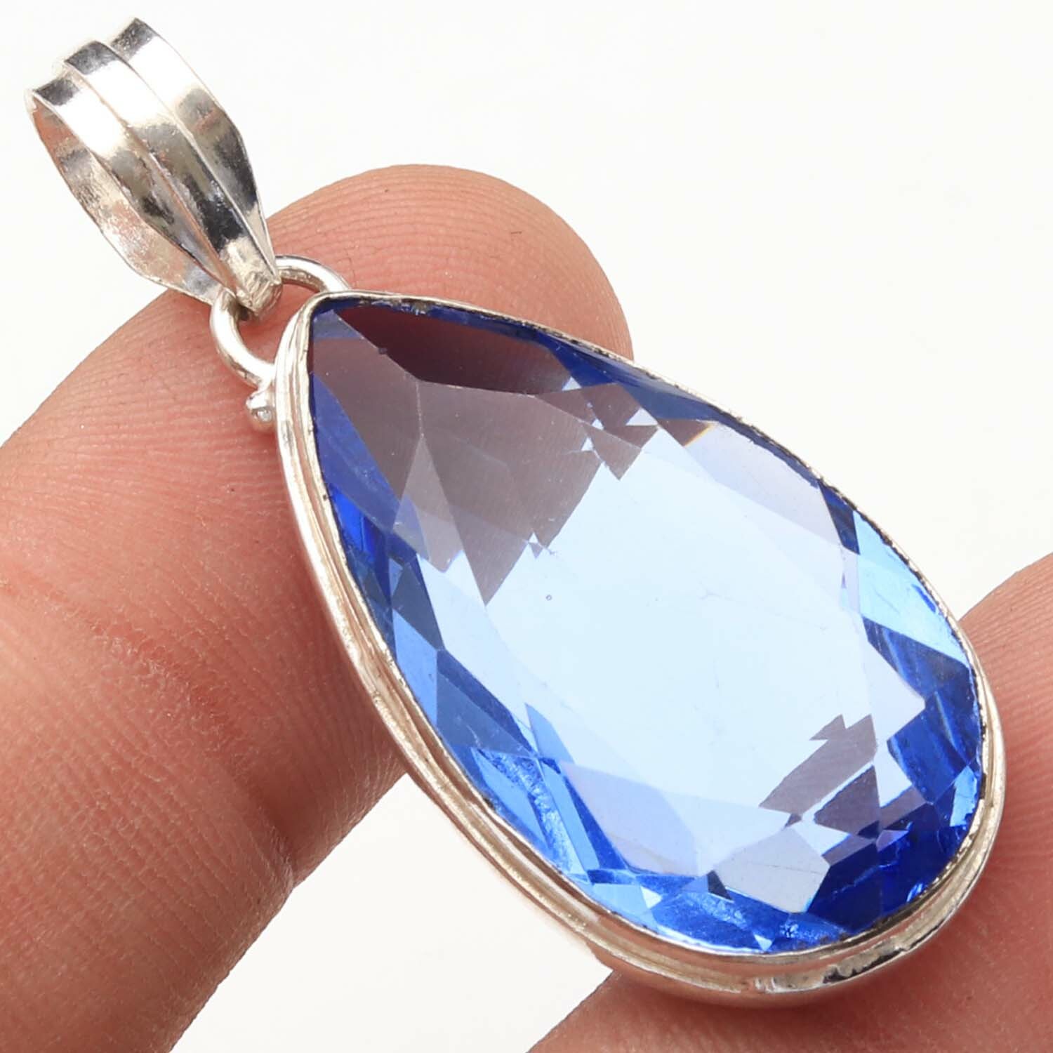 Blue Quartz Handmade Gemstone Pendant 1.8″ Ethnic Gift Jewellery T17138 Blue Quartz Handmade Gemstone Pendant 1.8″ Ethnic Gift Jewellery T17138
