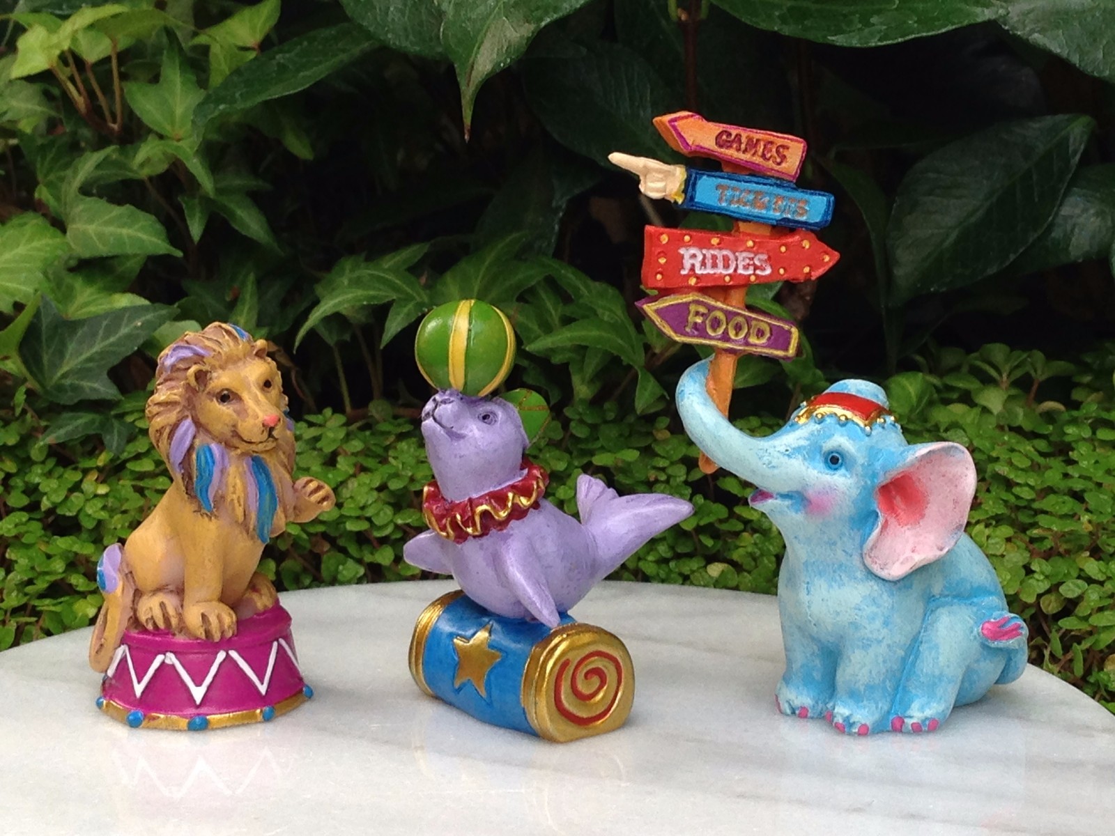 Miniature Dollhouse FAIRY GARDEN Candy CARNIVAL Set 3 Animals Elephant Lion Seal Miniature Dollhouse FAIRY GARDEN Candy CARNIVAL Set 3 Animals Elephant Lion Seal