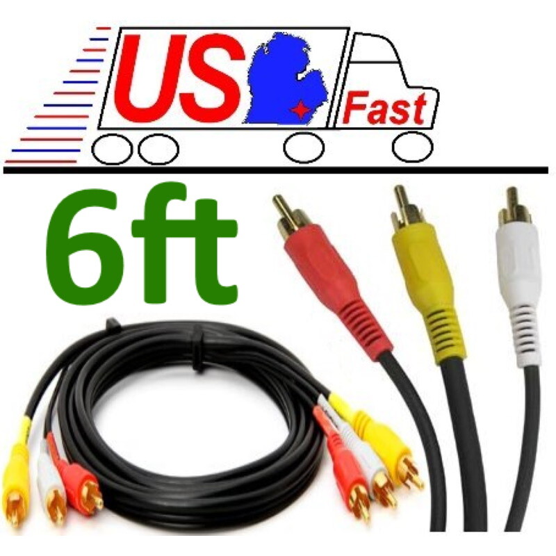 SHIELDED 6ft Triple RCA Audio & Video, a/v AV Yellow/Red/White TV/VCR/DVD Cable SHIELDED 6ft Triple RCA Audio & Video, a/v AV Yellow/Red/White TV/VCR/DVD Cable