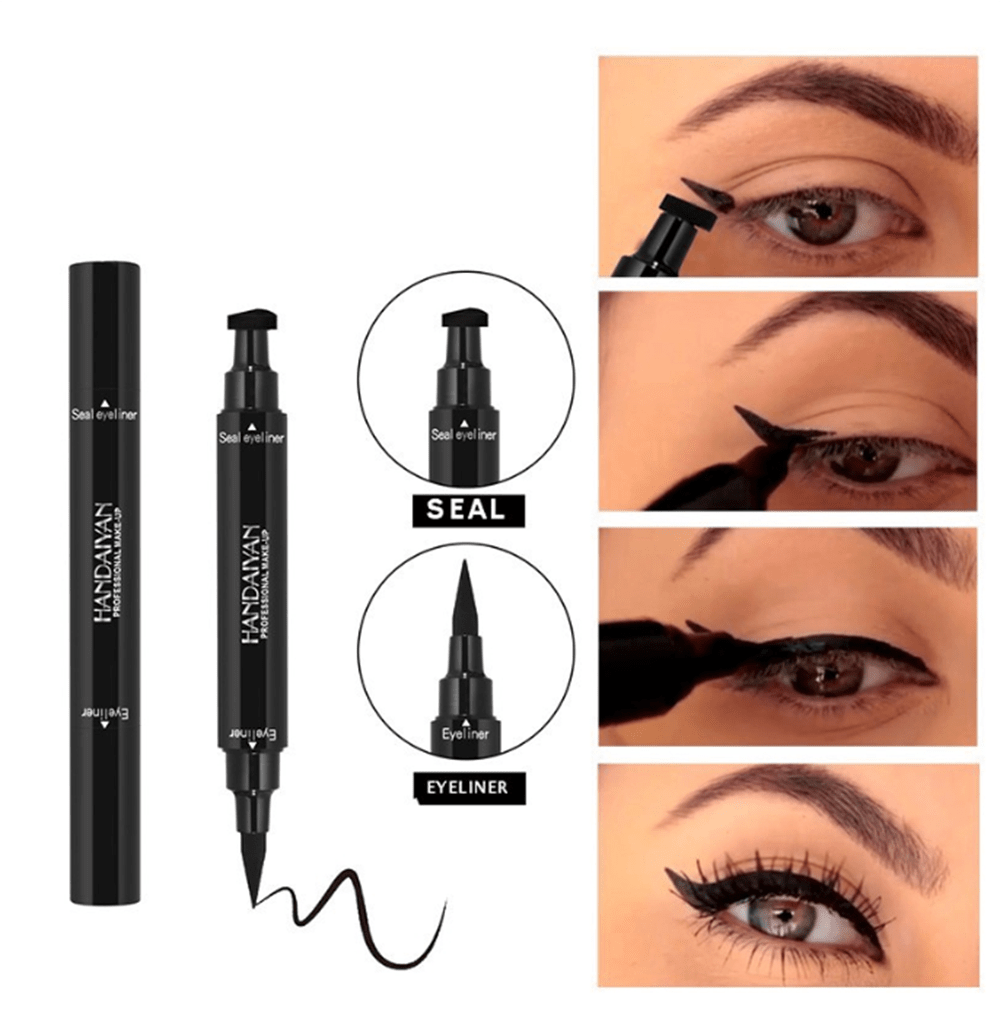 2 in 1 Eyeliner Stamp Waterproof Makeup Eye Liner Pencil Ended Black Liquid 2 in 1 Eyeliner Stamp Waterproof Makeup Eye Liner Pencil Ended Black Liquid