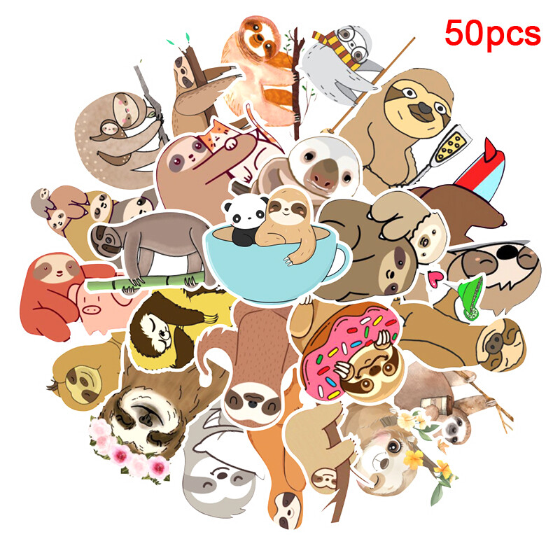 50PCS Cartoon Sloth INS Vsco Stickers Laptop Luggage Refrigerator Toy Stic Y1