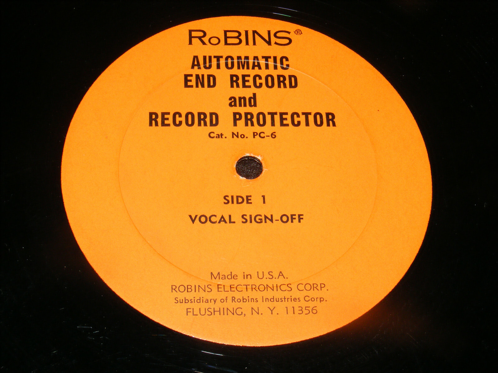 Oddball ROBINS Electronics NY End Record RECORD PROTECTOR LP 12 inch Sign-Off Oddball ROBINS Electronics NY End Record RECORD PROTECTOR LP 12 inch Sign-Off