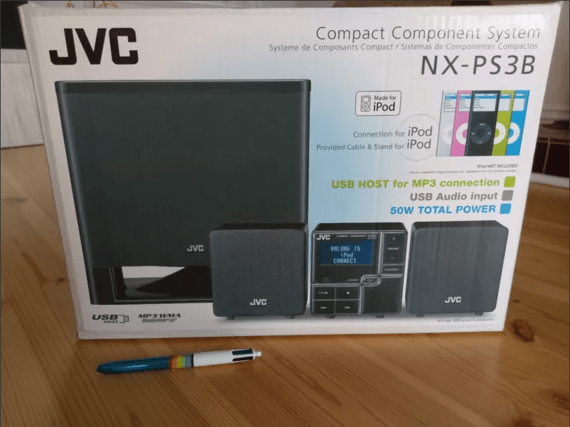 JVC NX-PS3B Compact Stereo System – ipod, usb, computer. iphone, PS, aux +. JVC NX-PS3B Compact Stereo System – ipod, usb, computer. iphone, PS, aux +.