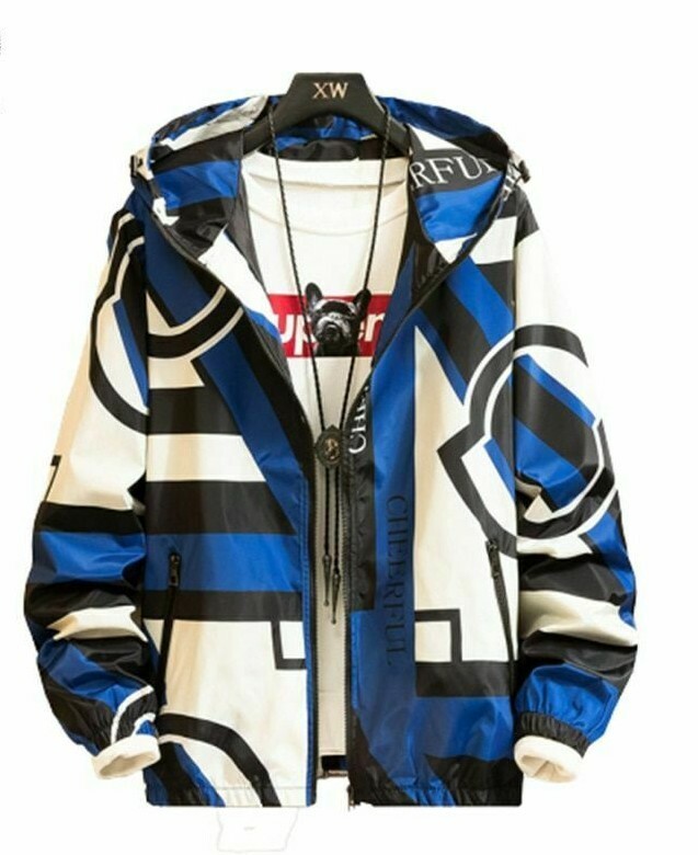 Spring And Autumn Mens Fashion Casual Geometric Printing Hooded Jacket Coat Cool Spring And Autumn Mens Fashion Casual Geometric Printing Hooded Jacket Coat Cool