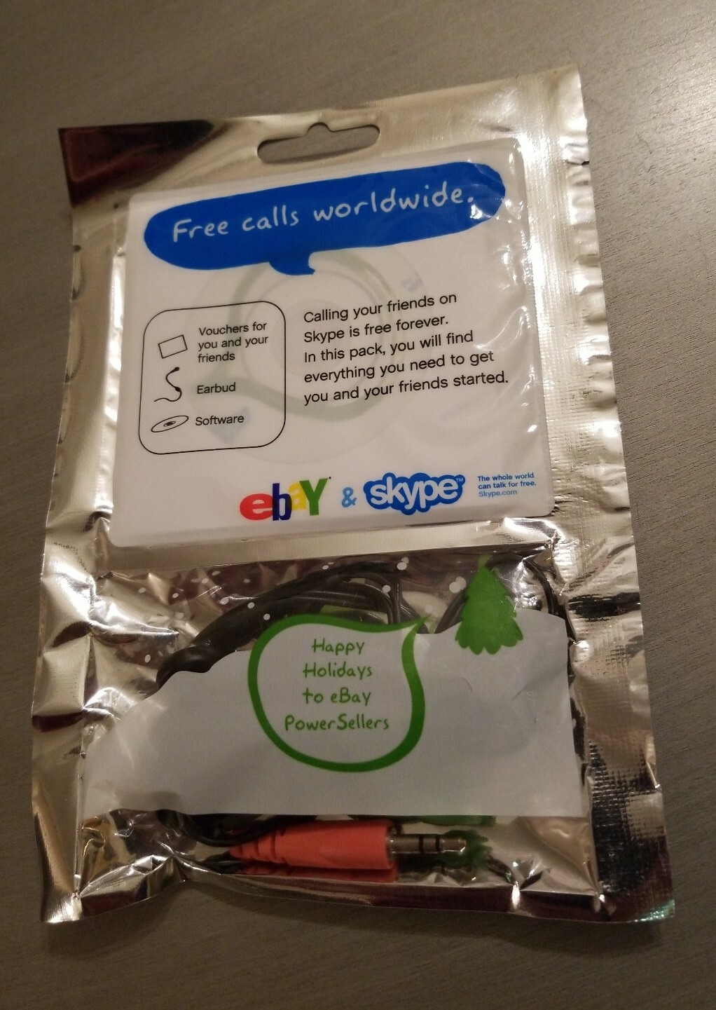 Ebay & Skype Happy Holiday Power Seller Promo Voucher Earbud Software sealed