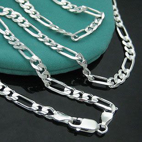Wholesale 925Sterling Silver Lovely 3-1 Flat Chain Men Necklace 4MM 30″ N102 Wholesale 925Sterling Silver Lovely 3-1 Flat Chain Men Necklace 4MM 30″ N102