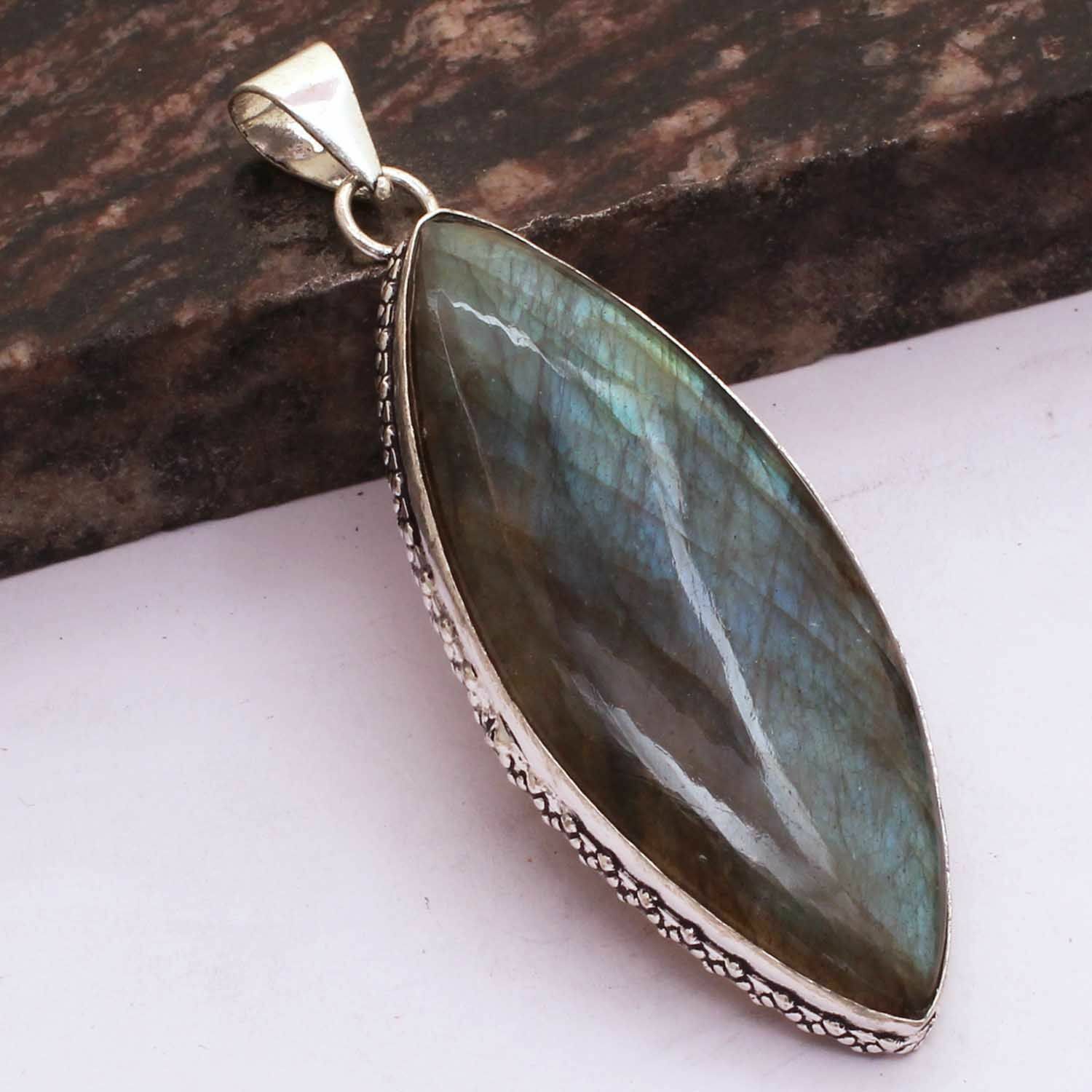 Labradorite Ethnic Handmade Pendant Jewelry 2.8″ AP 44387 Labradorite Ethnic Handmade Pendant Jewelry 2.8″ AP 44387