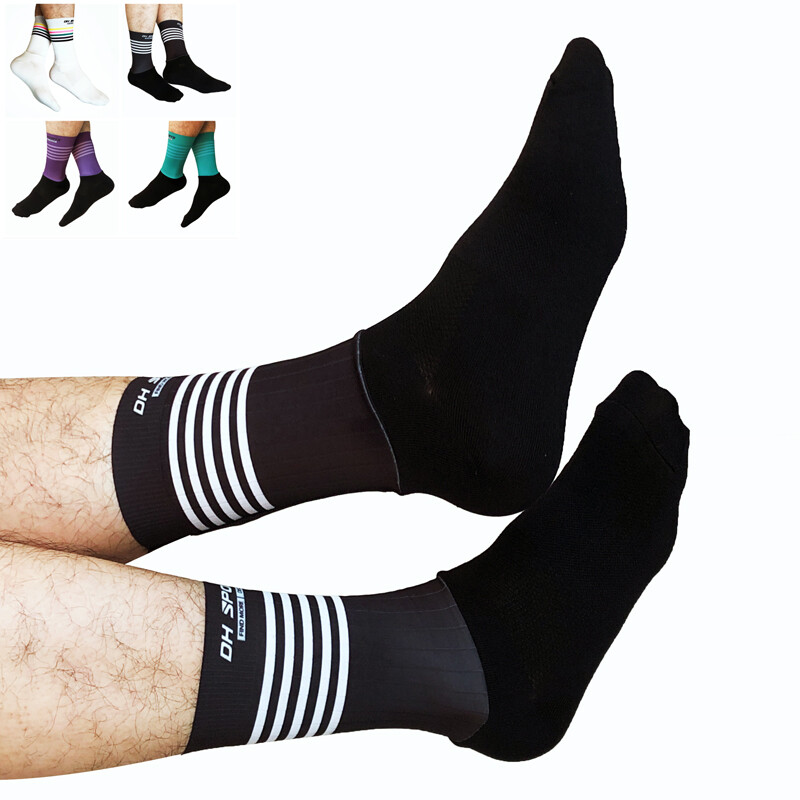Pro Mens Womens XC Cycling Sports Ankle Socks Road Riding Bicycle Socks  Black