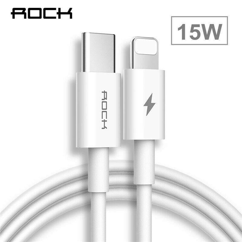 ROCK PD Fast Charging Lighting To USB C Cable Apple iPhone 12 Pro 11 X XS XR 8+ ROCK PD Fast Charging Lighting To USB C Cable Apple iPhone 12 Pro 11 X XS XR 8+