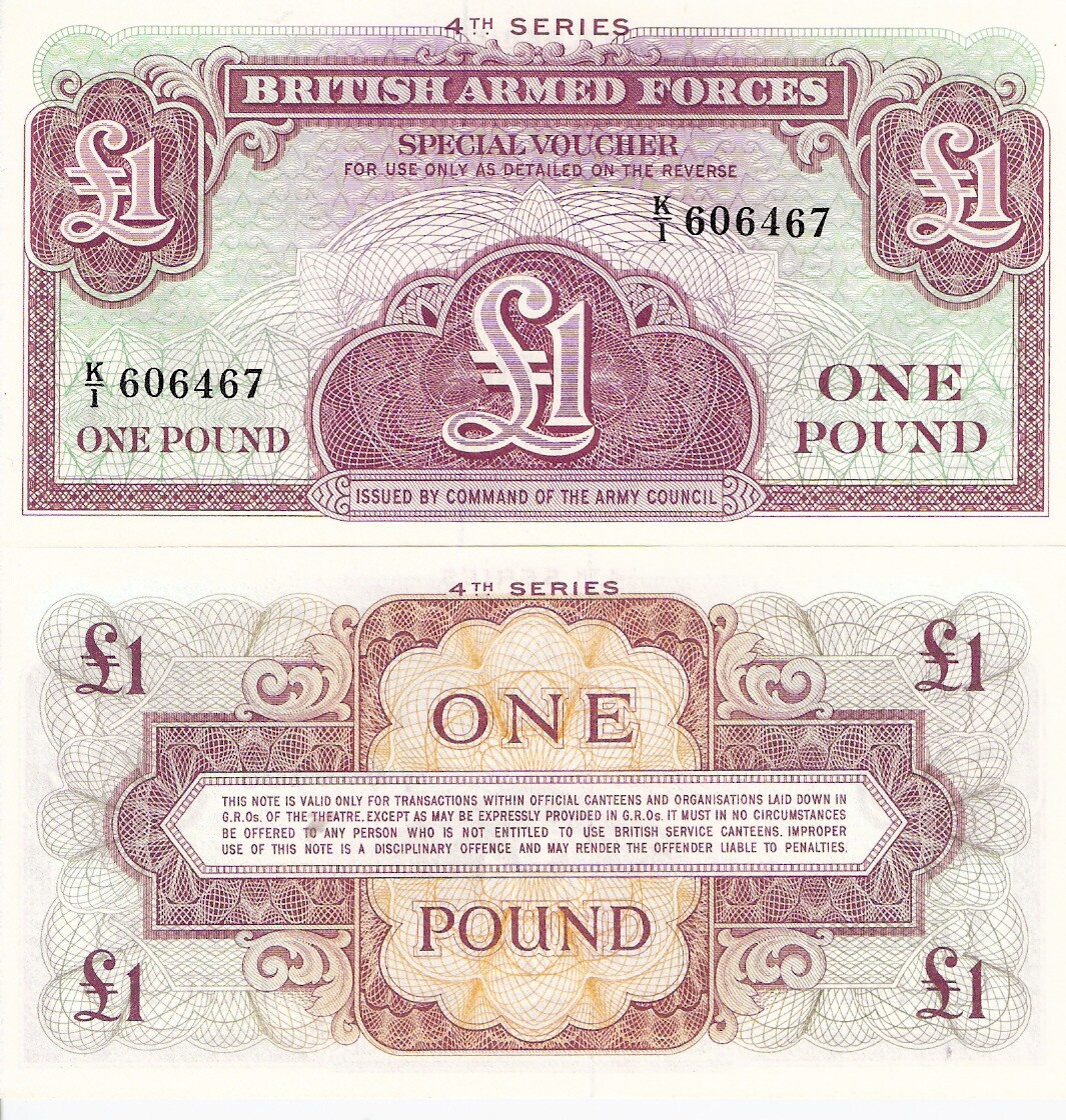 GREAT BRITAIN 1 Pound World Money MILITARY Voucher pM36a British Armed Force 4th GREAT BRITAIN 1 Pound World Money MILITARY Voucher pM36a British Armed Force 4th